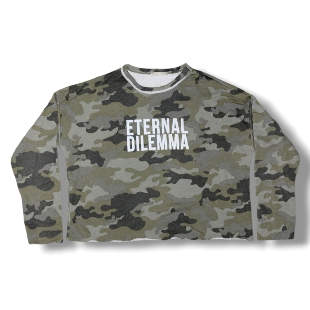 Zara Camouflage Size Small Graphic Sweatshirt